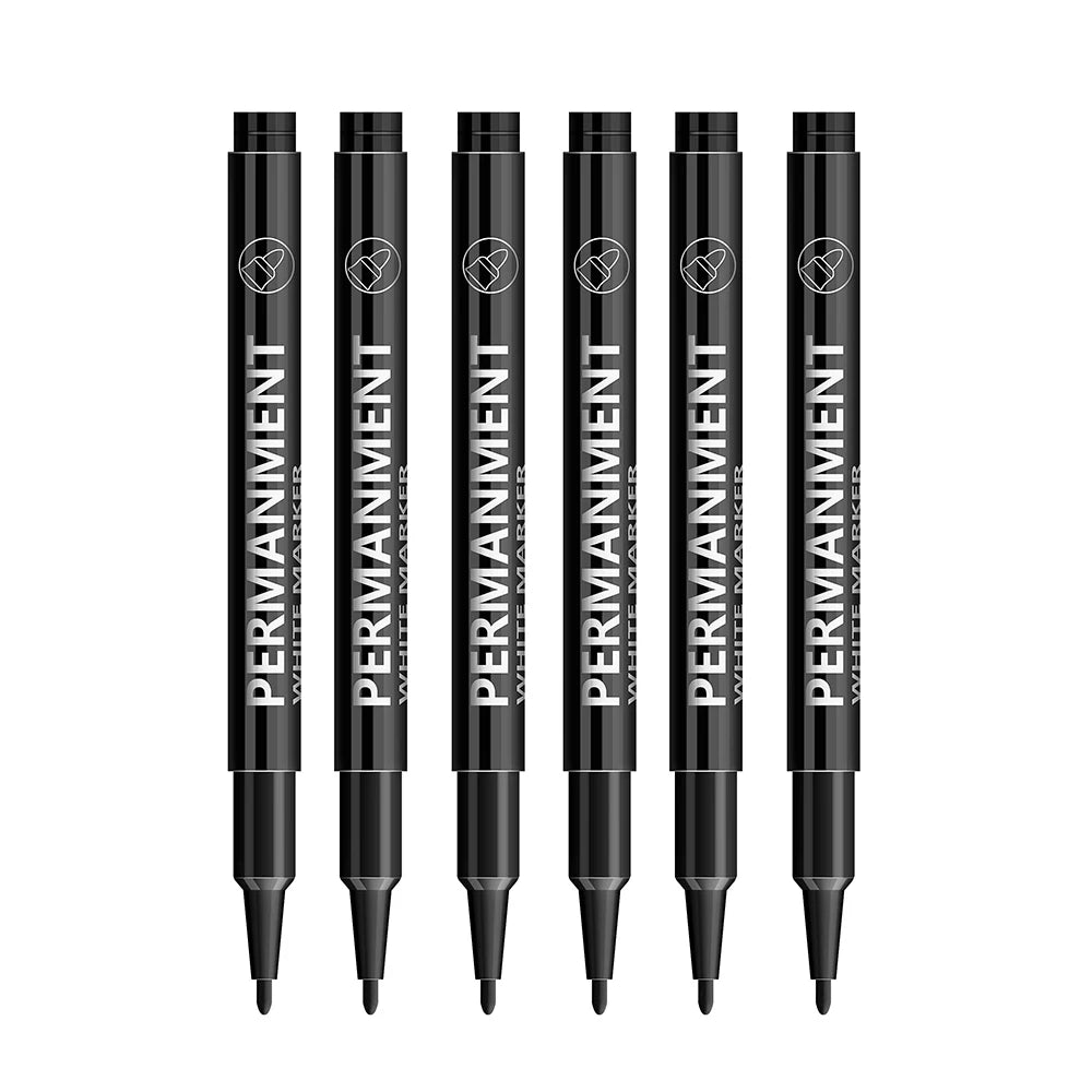 3/6/12 Pcs Waterproof Marker Pen White Black Inks  2mm Tip For Rock Painting Stone Ceramic Glass Wood Tire Fabric Metal Canvas