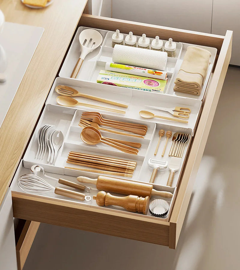 Expandable Drawer Organizer Versatile Adjustable Organizer Cutlery Tray For Kitchen Drawer Spoons Forks Knives Cutlery Holder