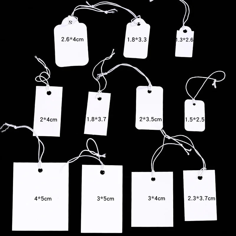 100pcs Jewelry and Jewelry Small Tags DIY Blank Hanging Rope Small Hang Tags Cowhide Elastic Thread Hanging Tags Price Tag