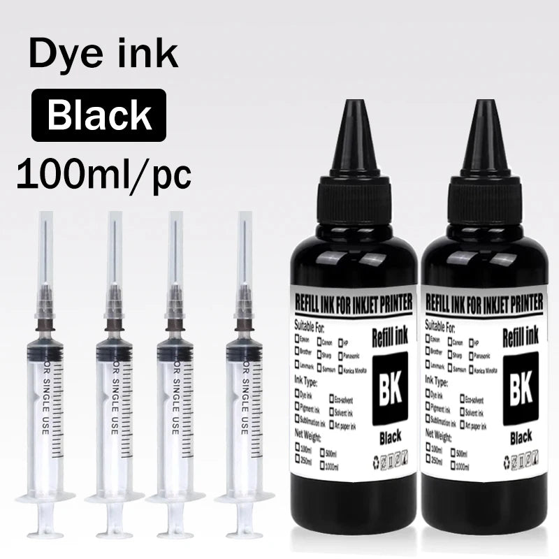 Dye ink Refill kit For HP 301 302 304 305Xl Printer For Epson Canon 40 41 445 446 Brother Lexmark Samsung Dell Inkjet Printer