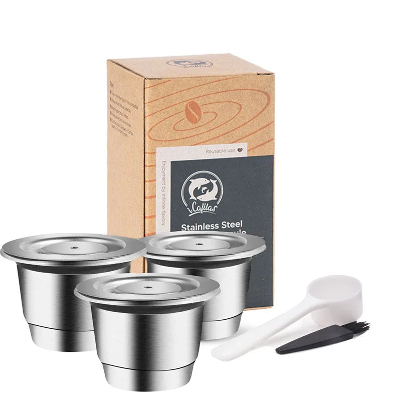 Reusable Nespresso Coffee Capsules Cup Stainless steel Refillable Coffee Capsule Refilling Filter Coffeeware