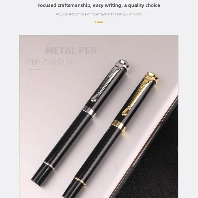 Metal Fountain Pen Business Black Heavy Feel Calligraphy Practice Pen Signing Pen High End Business and Student Use