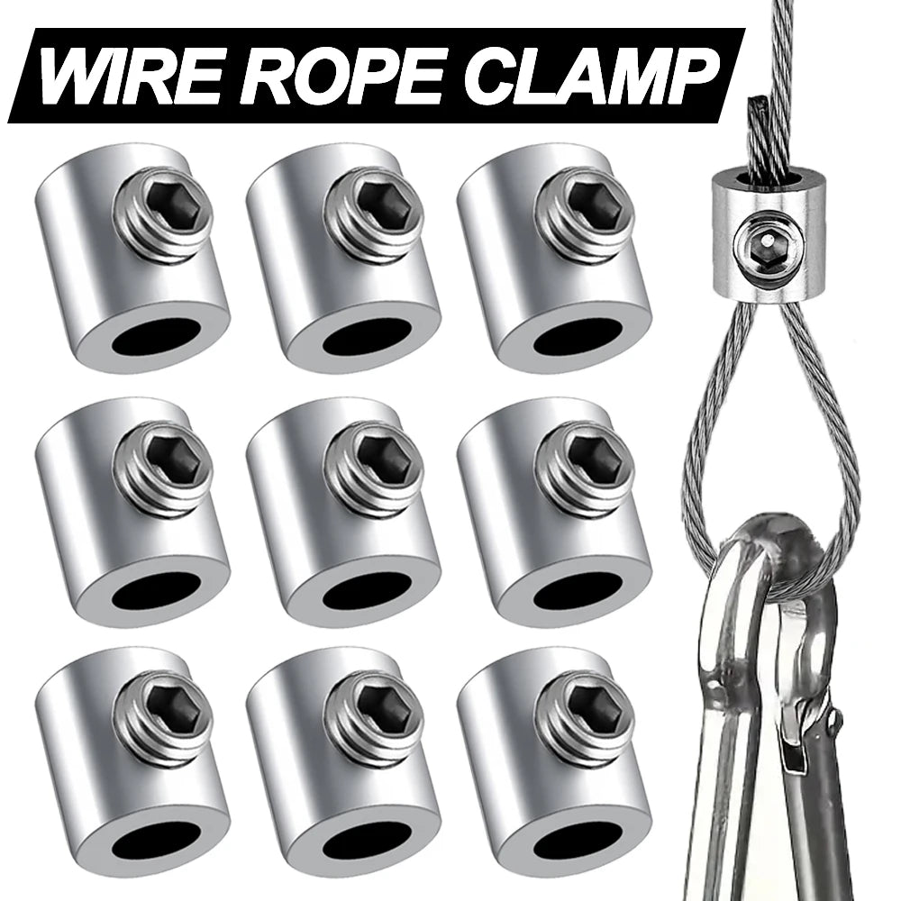 0.8-2mm Steel Wire Rope Clamp Stainless Steel Cable Copper Metal Hanging Clip Adjustable Screws Fixed Hardware Accessories