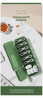 Cable Storage Box With 7 Compartments Organizer Charger Cord Storage Box Reusable Cable Storage Case Management for Home Travel