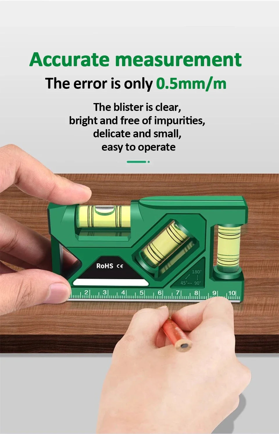 Mini Level Gauge High-precision Horizontal Vertical Measure Metric Ruler Protractor Home Portable Magnetic Pocket Level Gauge