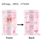 Pink bow Birthday Disposable Tableware Set Paper Plates Cups Napkins Girls Party Decoration Supplies