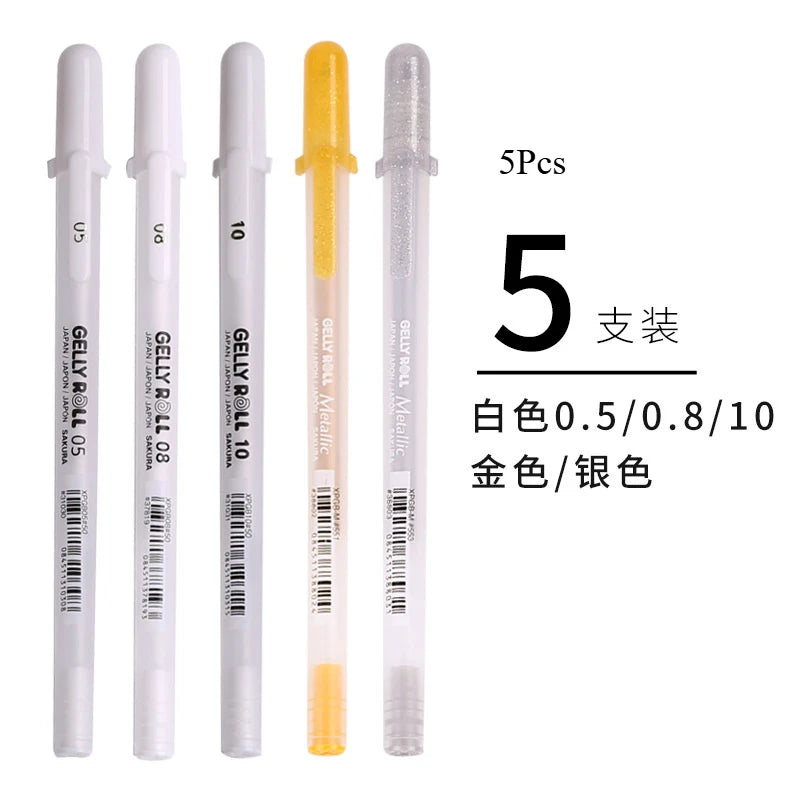 Sakura Gelly Roll Gel Pens 3/5PCS Classic Highlight Pen Gel Ink Pens Bright White Highlight Sketch Markers Color Highlighting
