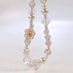 Cute Glass Bowknot Flower Bead Phone Strap Charm Chain Knot Cellphone Lanyard Keychain Girl Bag Camera Pendant for Airpods Case