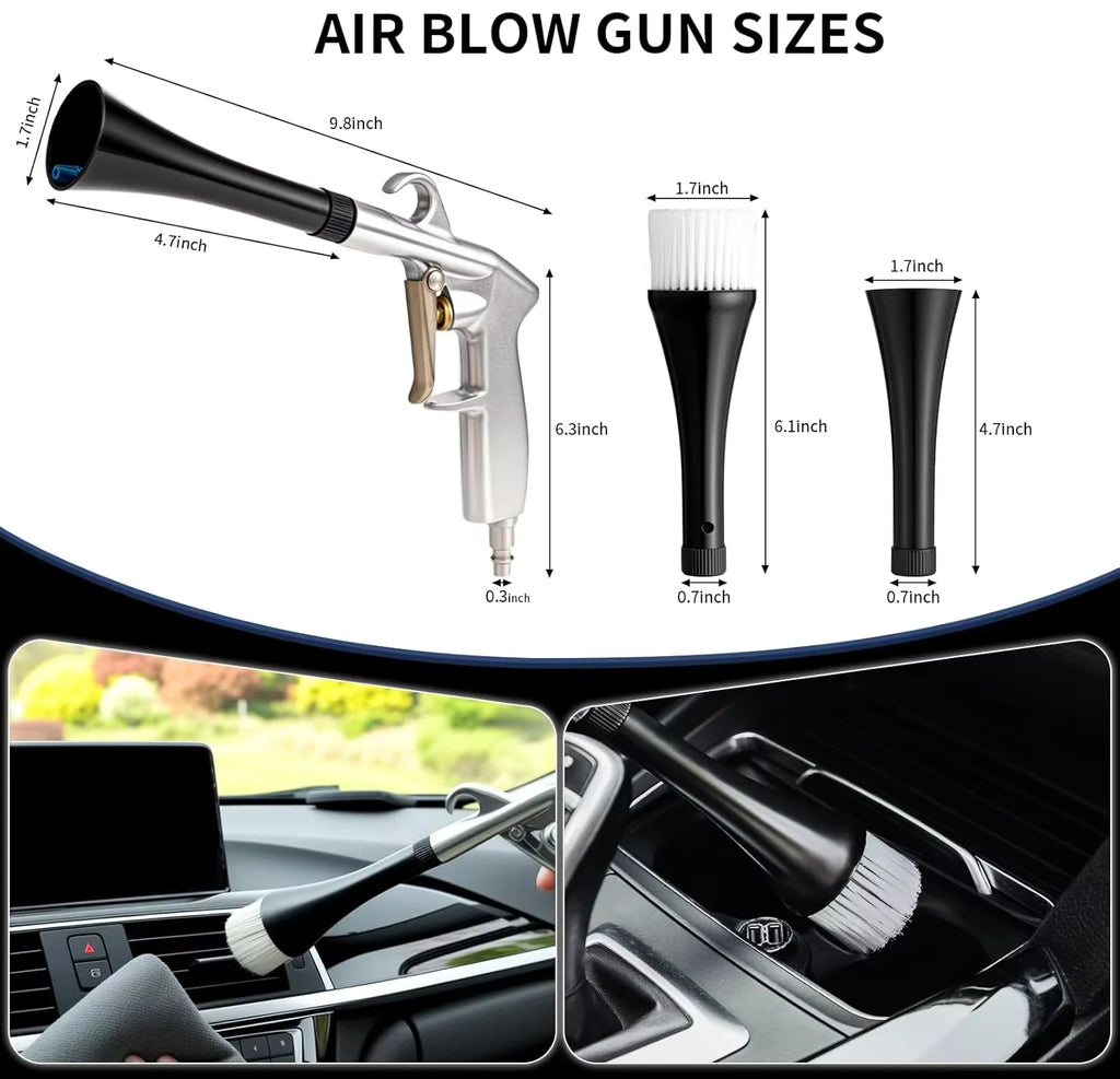 Multi-Function High Pressure Pneumatic Cleaning Gun Portable Air Compressor Dust Blower Auto Interior Detailing Maintenance Tool