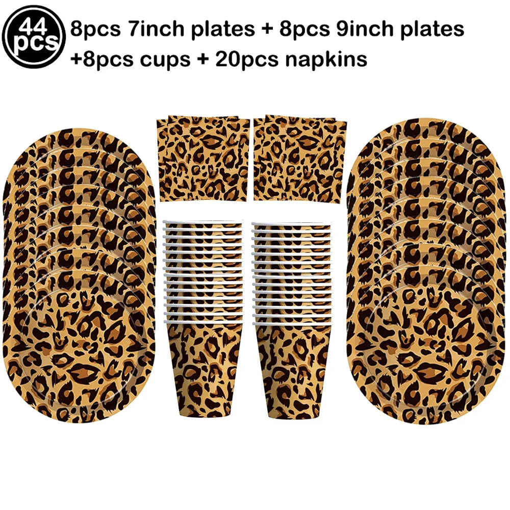 Jungle Safari Wild Animal Party Supplies Disposable Jungle Zoo Animal Print Paper Plates Napkins for Birthday Party Baby Shower
