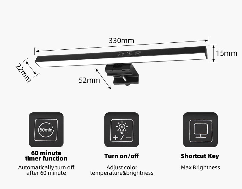 Led Monitor Light Bar Computer Lamps Reading Light Screen Hanging Desk Light Stepless Dimming Monitor For Bedroom Study Room