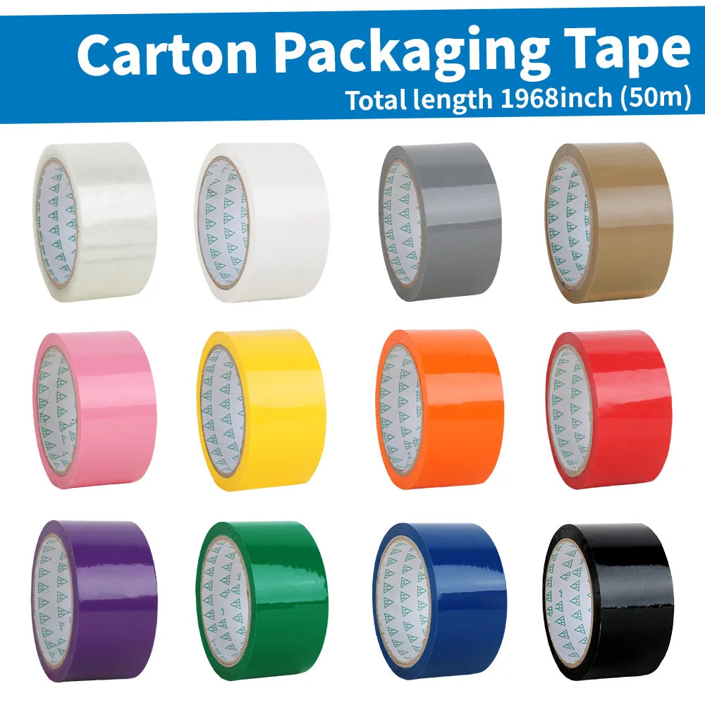 50M×48mm,48U,1 Piece of Colored BOPP Adhesive Tape for Packaging, Dust and Hair Prevention, Suitable for Factories/Homes/Schools
