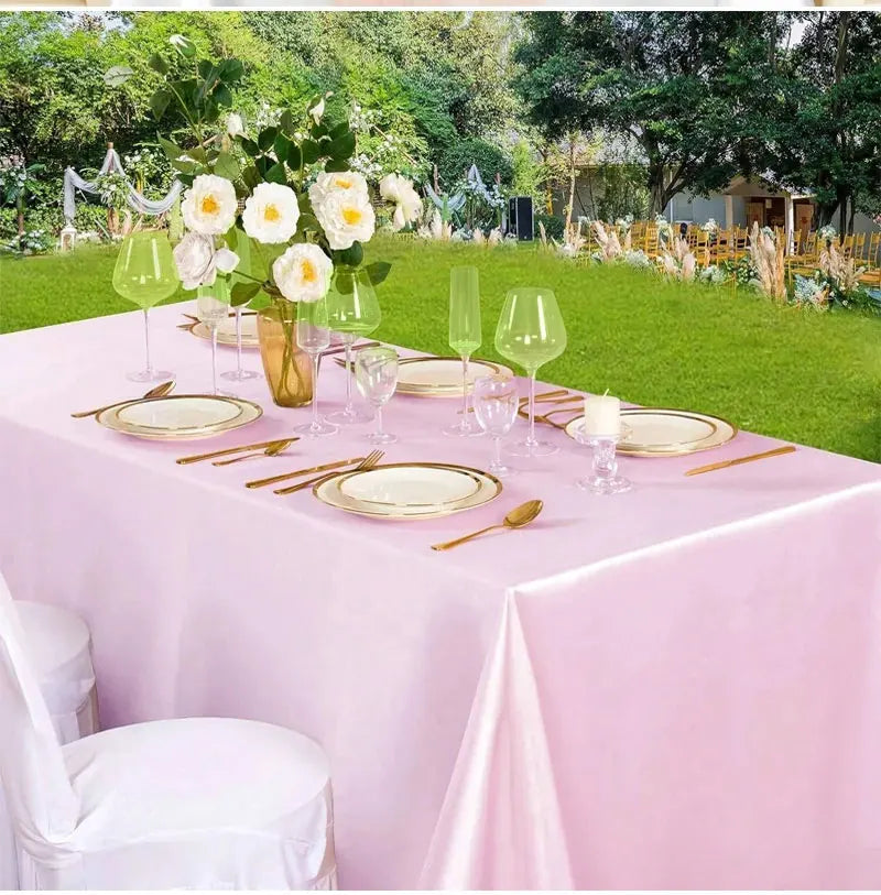 Rectangle Wedding Satin LargeTablecloth Bright Smooth Silk Table Cover Christmas Anniversary Dining Party high-end Table Decor