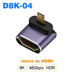 NNBILI HDMI2.1 48Gbps 8K@60Hz 4K@120Hz Ultra High-Speed Adapter Mini/Micro HDMI to HDMI Converter for PS5 X/S PC HDTV Projector
