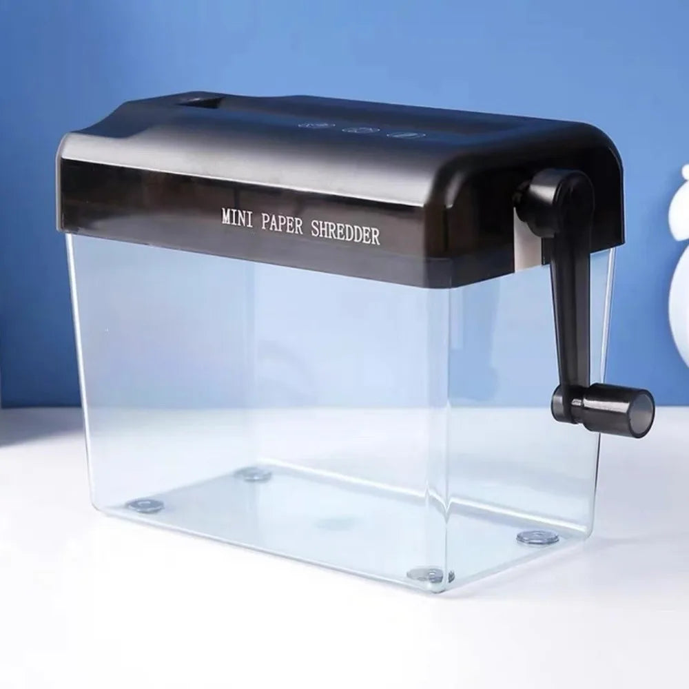 ABS Hand Shredder Hand Crank Transparent Manual Shredder Mini Eco-Friendly Documents Paper Cutting Tool Birthday Gift
