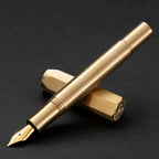 1Pc Brass Fountain Pen, 0.5mm Nib, Heavy Metal Feel, for Business and Office Use, Rotating Cap, Mini Short Style, Includes Ink Absorber, 2.6mm Caliber, for Students/Office, Holiday Gifts, Valentine's Day, Back-To-School Seaso