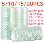 20/5PCS Transparent Tape Office Tape for Home and School 0.8cm 1.2cm 1.8cm Multifuntion High-viscosity Adhesive Tape