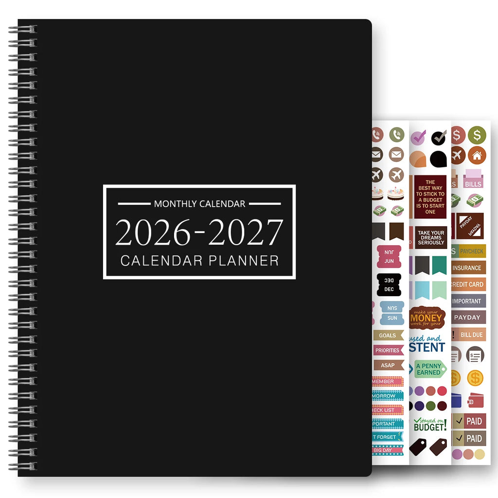 1Pc A4 Monthly Planner and Calendar Book 2 Year Monthly, Large Grid Monthly Organizer with Notes Pages, with 3 Stickers