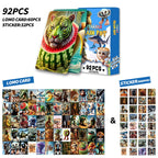 92pcs/set of brain rot card cardboard, 60 cards and 32 stickers, tung tung sahur card collection set, wooden stick sh