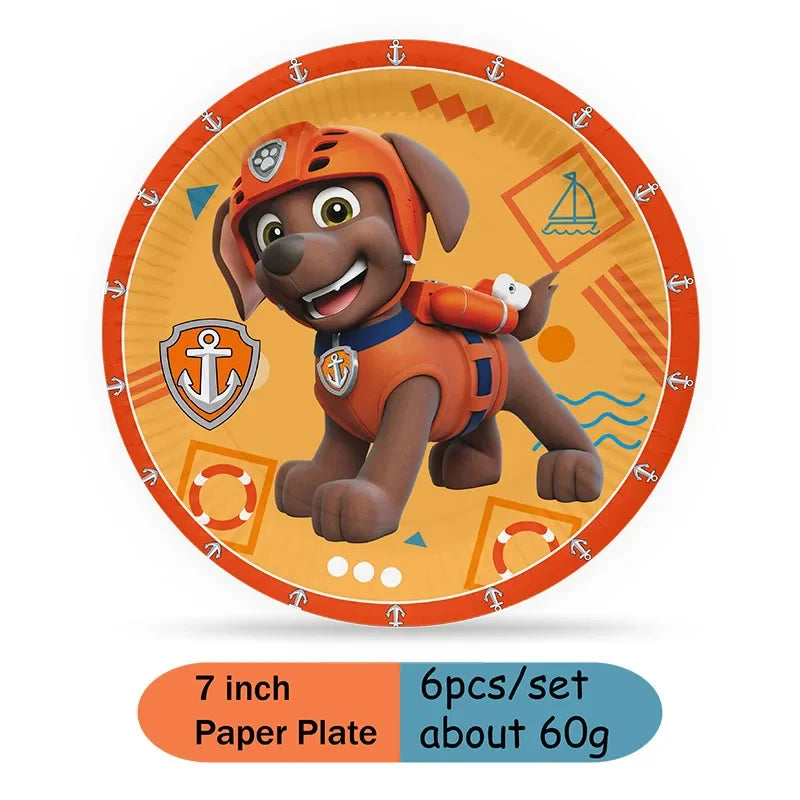 Zuma Paw Patrol Orange Birthday Decorations Cartoon Theme Kid Baby Shower Party Banner Balloon Plate Tablecloth Supplie Toy Gift