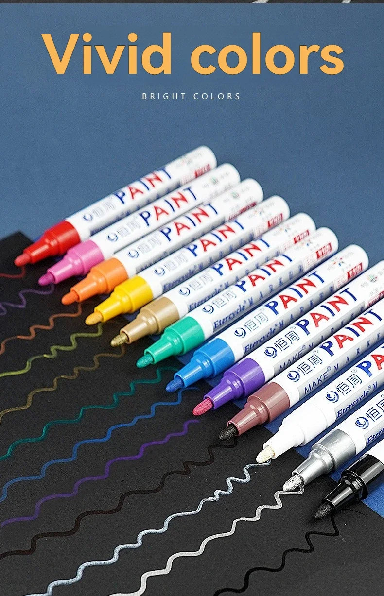 1/3/6/12 Colors Permanent Paint Marker White/Gold/silver Markers for Car Tire Tread Rubber Fabric Paint Metal Paint Marker Pens