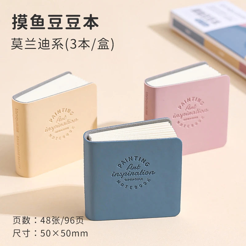 3pcs/set Colorful Mini Drawing Books Square Watercolor Sketchbook Thick Paper Drawing Books Study Art Art Supplies