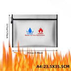 Fireproof Waterproof Document Bag with Zipper Closure for Certificates Money Cards Storage Home Office Travel Portable Organizer