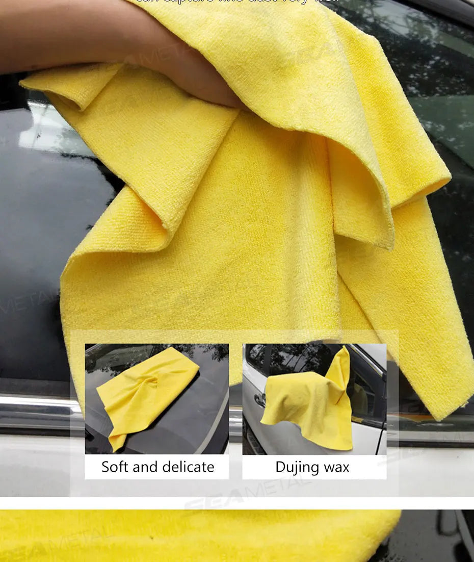 SEAMETAL 3/5/10pcs Car Wash Microfiber Towel Soft Edgeless Car Polishing Cloth Waxing Towel 40X40CM for Car Cleaning Accessories
