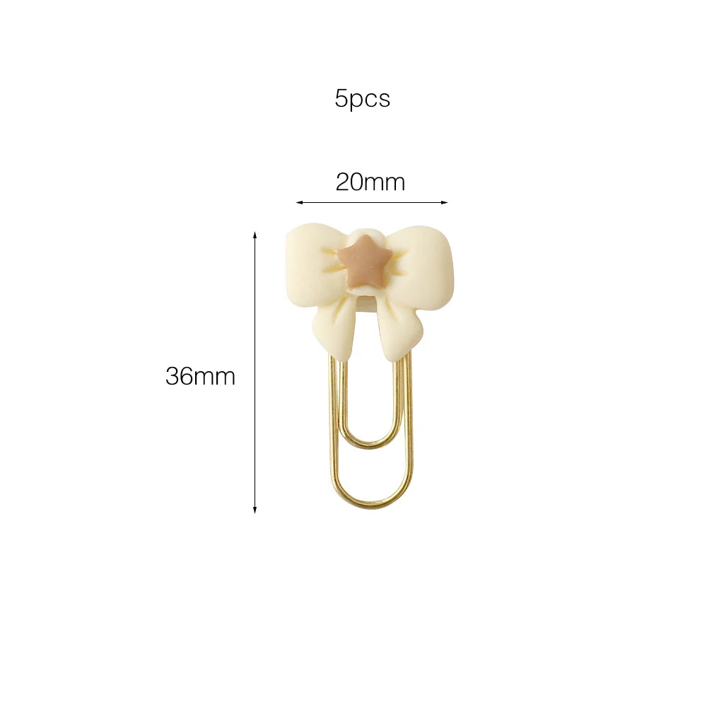 5PCS flower Paper Clips cream Bookmarks Planner Clips for Fun Office Supplies School Gifts