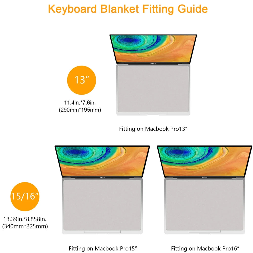 1Pc Microfiber Dustproof Protective Film Notebook Palm Keyboard Cover Screen Cleaning Cloth for Apple MacBook Pro 13/15/16 Inch