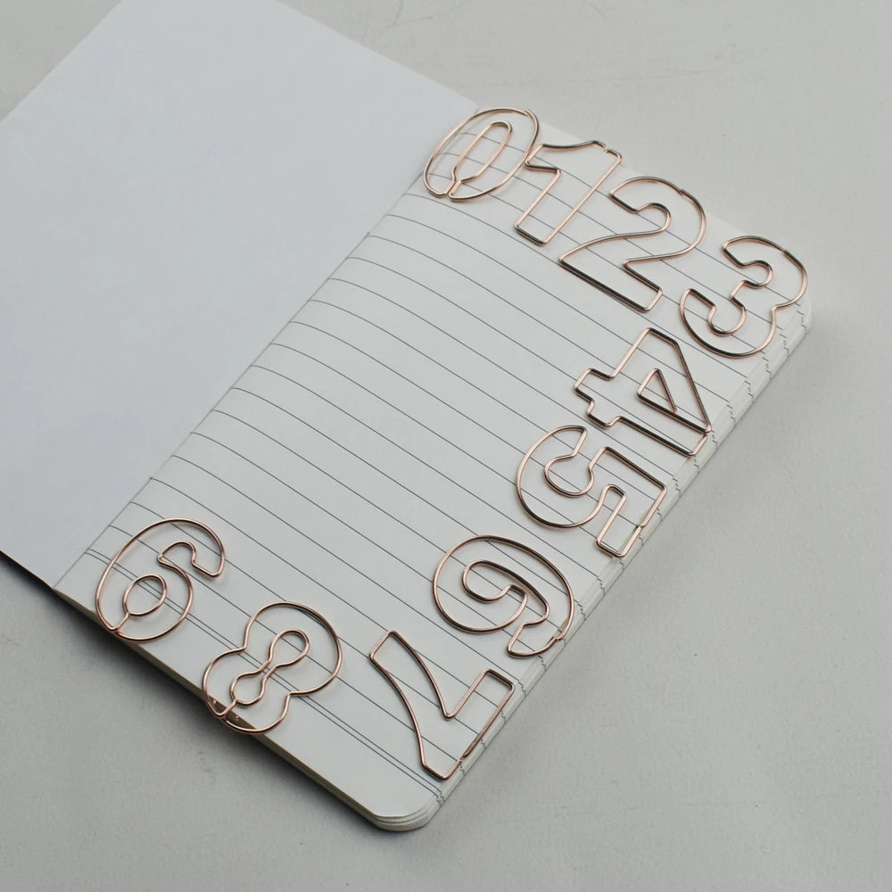 10pcs/Set Metallic Wire-formed 0-9 Number-shaped Paper Clip Bookmarks Paperclips Office Stationery School Supplies