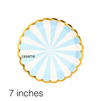Pink Blue Stripe Dot Disposable Tableware Sets Paper Cups Plate Straws Fork Disposable Sets Wedding Birthday Party Decorations