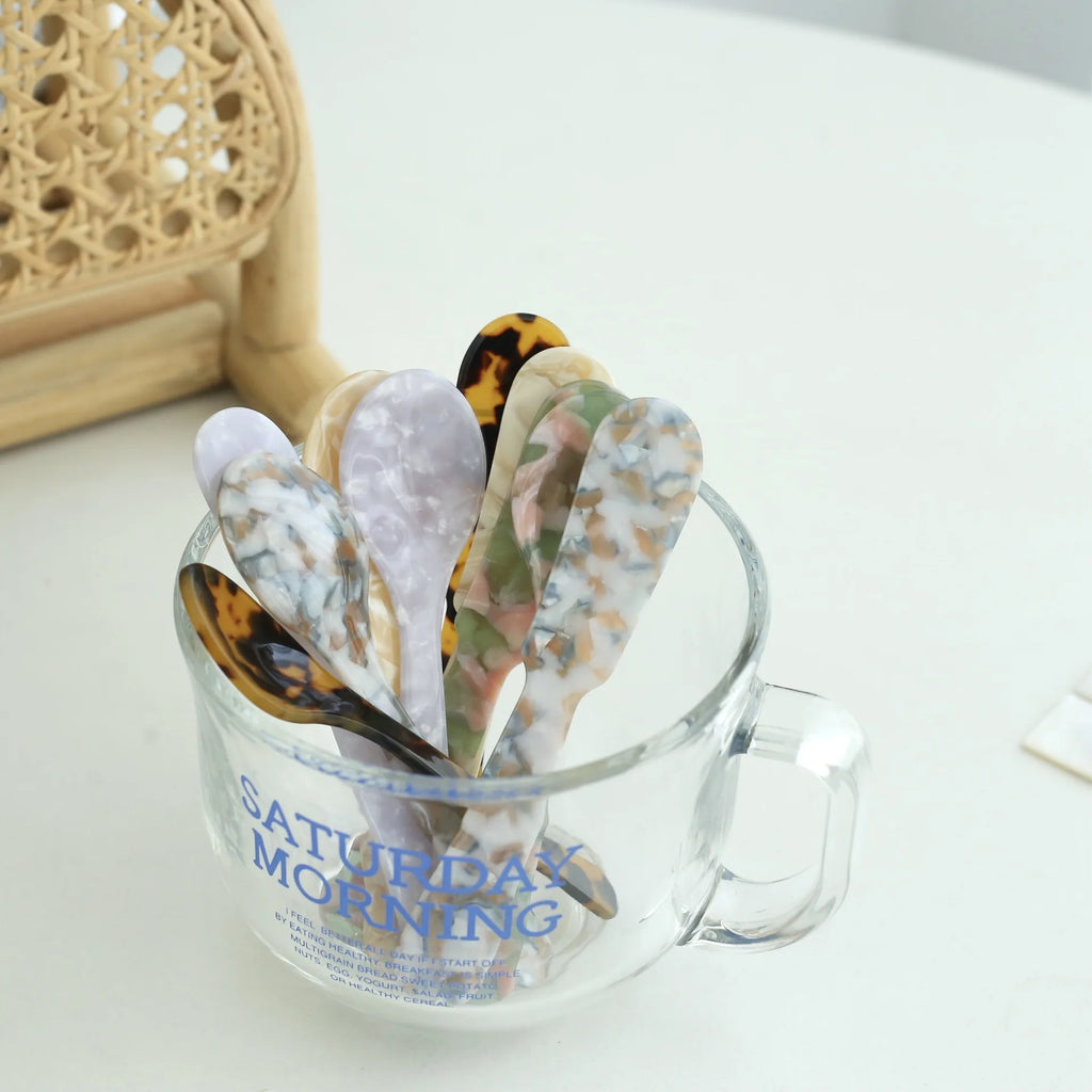 Acrylic Ice Spoons Cream Coffee Spoons Caviar Spoons Stirring Spoons Dessert Spoons Teaspoons Kitchen Crafts Tableware