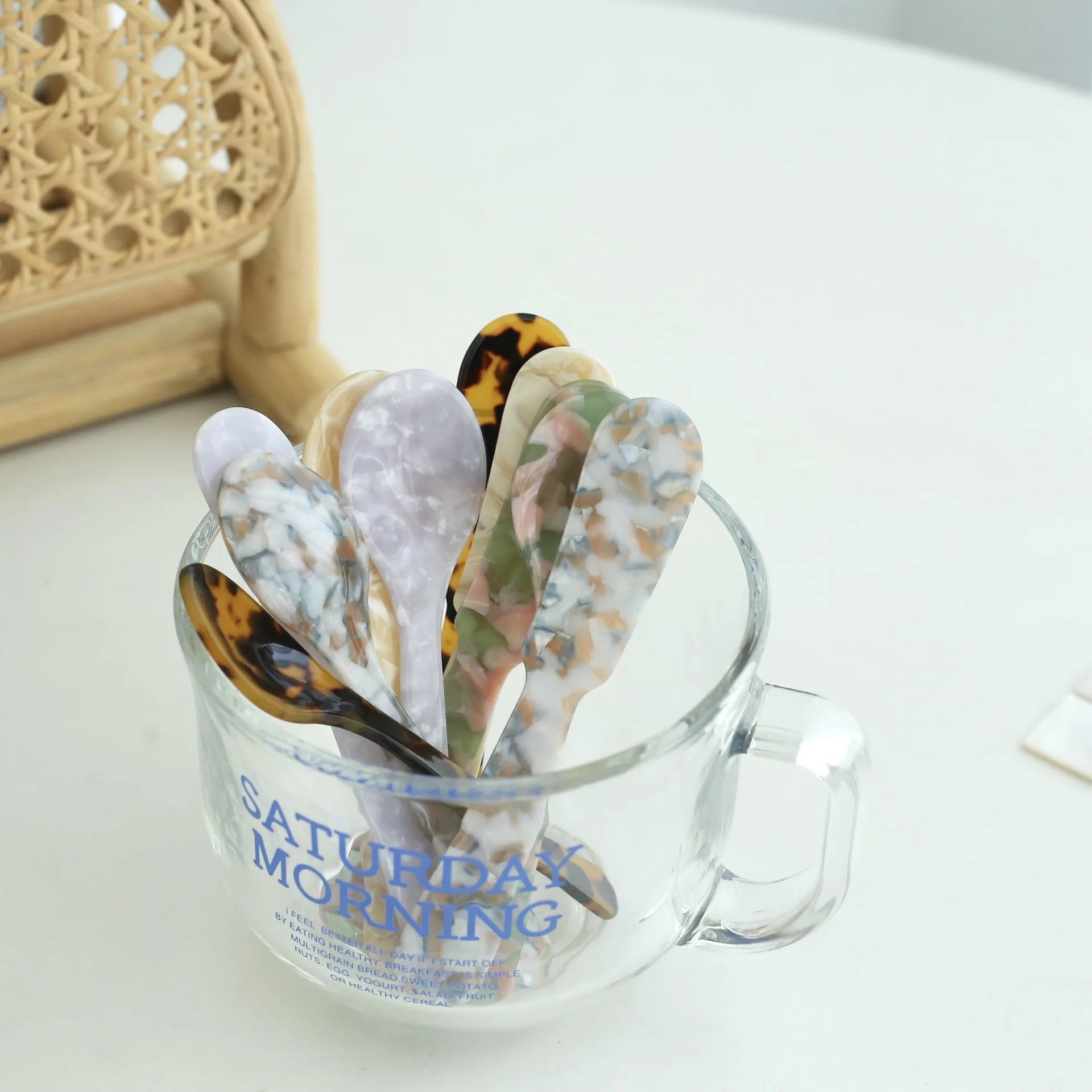 Acrylic Ice Spoons Cream Coffee Spoons Caviar Spoons Stirring Spoons Dessert Spoons Teaspoons Kitchen Crafts Tableware