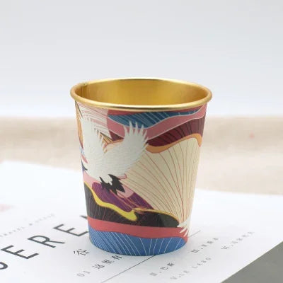 50pcs/pack 7oz/210ml Gold Foil Paper Cup Household Commercial High-end Disposable Cup Water Cup Tea Cup Coffee Cup Customization