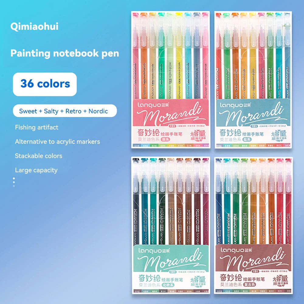 105Color Hand Account Gel Pen Languo Morandi Retro Pen Large-Capacity Color Handbook Pen For Student Painting Graffiti Writting