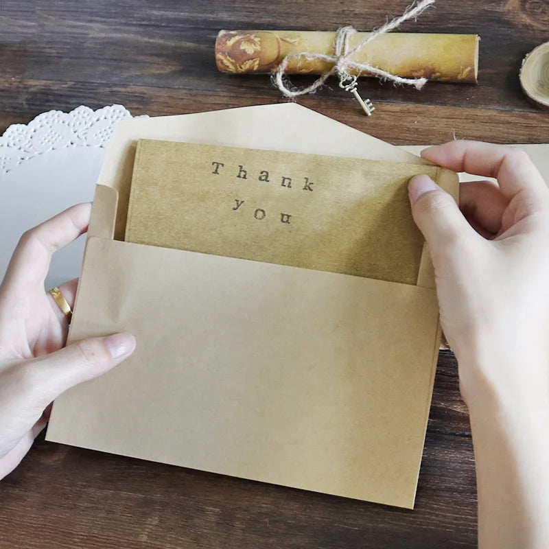 Retro Vintage Kraft Envelope Letter Pad Set Old Europe Style Love Letter Invitation Envelopes Writing Paper With Rope