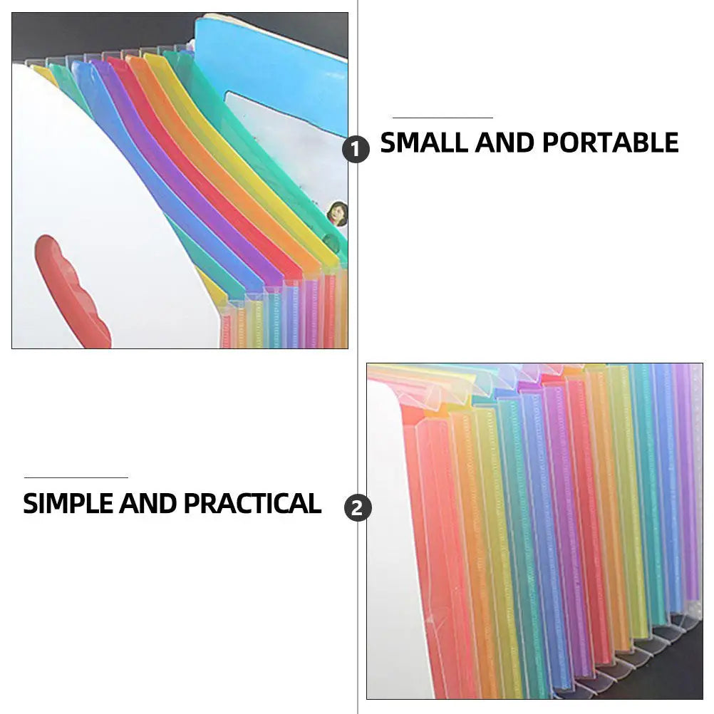 13-Layer Rainbow Mini File Folder Plastic Expanding Document Organizer for Office Study Home Student Teacher Gift Accordion