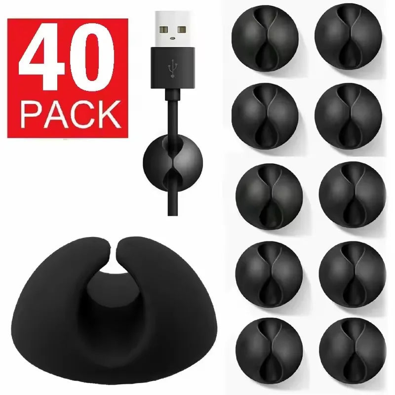 Desktop Cable Clips Portable Adhesive Cable Management Charger Wire Holder Clips Cord Organizers for Home Office Car Nightstand