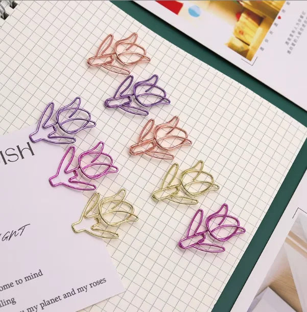 20/50PCS Tulip Paper Clips Kawaii Notebook Planner Bookmarks Korean Stationery Ticket Photo Clip Office Supplies Bookmark Folder