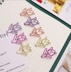20/50PCS Tulip Paper Clips Kawaii Notebook Planner Bookmarks Korean Stationery Ticket Photo Clip Office Supplies Bookmark Folder