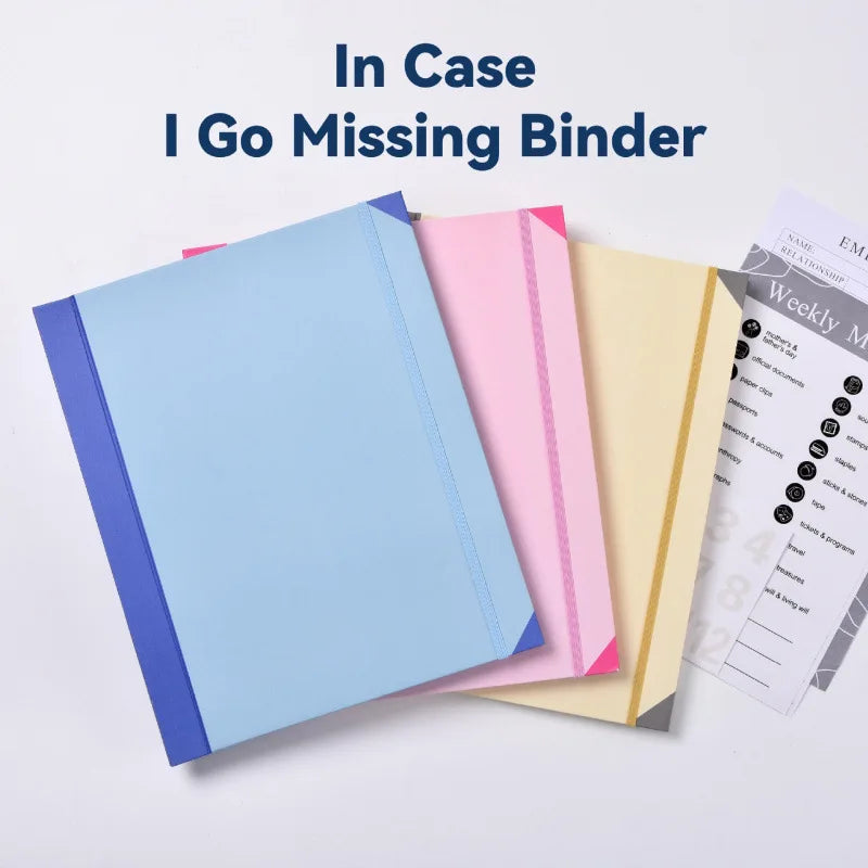 In Case I Go Missing Binder Folio Document Organizer Expanding File Folder Pockets Accordion Document Organizer Pocket Organ