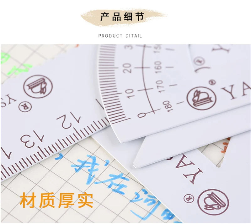 4 Pcs/Set Math Sets Metal Ruler Triangle Ruler Protractor with Box for School Student Geometry Sets