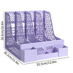 1pc Desktop File Organizer with 4 Compartments PP Material Detachable Space-Saving Office Supplies Document Sorting Storage Box