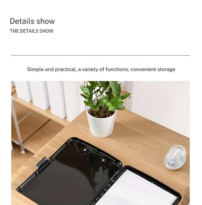 XP010 Large A4 Waterproof File Box with Pen Slot, Desktop Plastic Document Holder and Writing Board Organizer