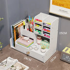 Mark Pen Pencil Holder Wooden Desk Organizers Shelves Accessories Desktop Stationery Organizer Bookshelf Home Office Storage Box