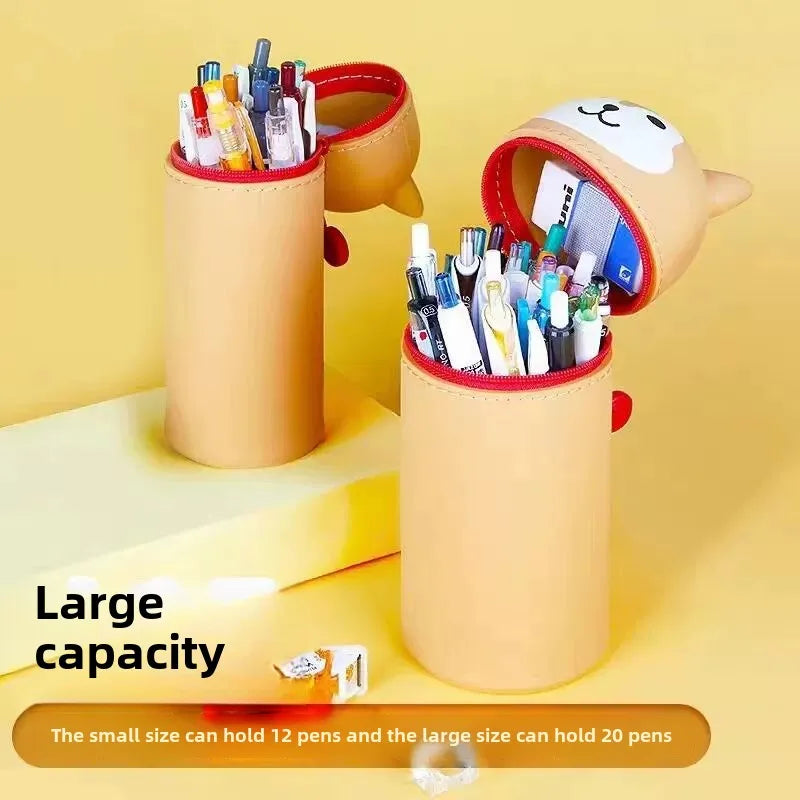 1PCS Kawaii Animals Silicone Telescoping Pencil Case Student Large Capacity Stationery Bag Giraffe/ Bee/Panda Learn Stationery