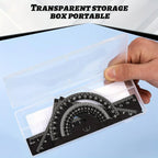 Metal Geometry Set, 4Pcs Precision Ruler Protractor Triangle Ruler Set, Black Anodized Math Drawing Tools for Students & Office