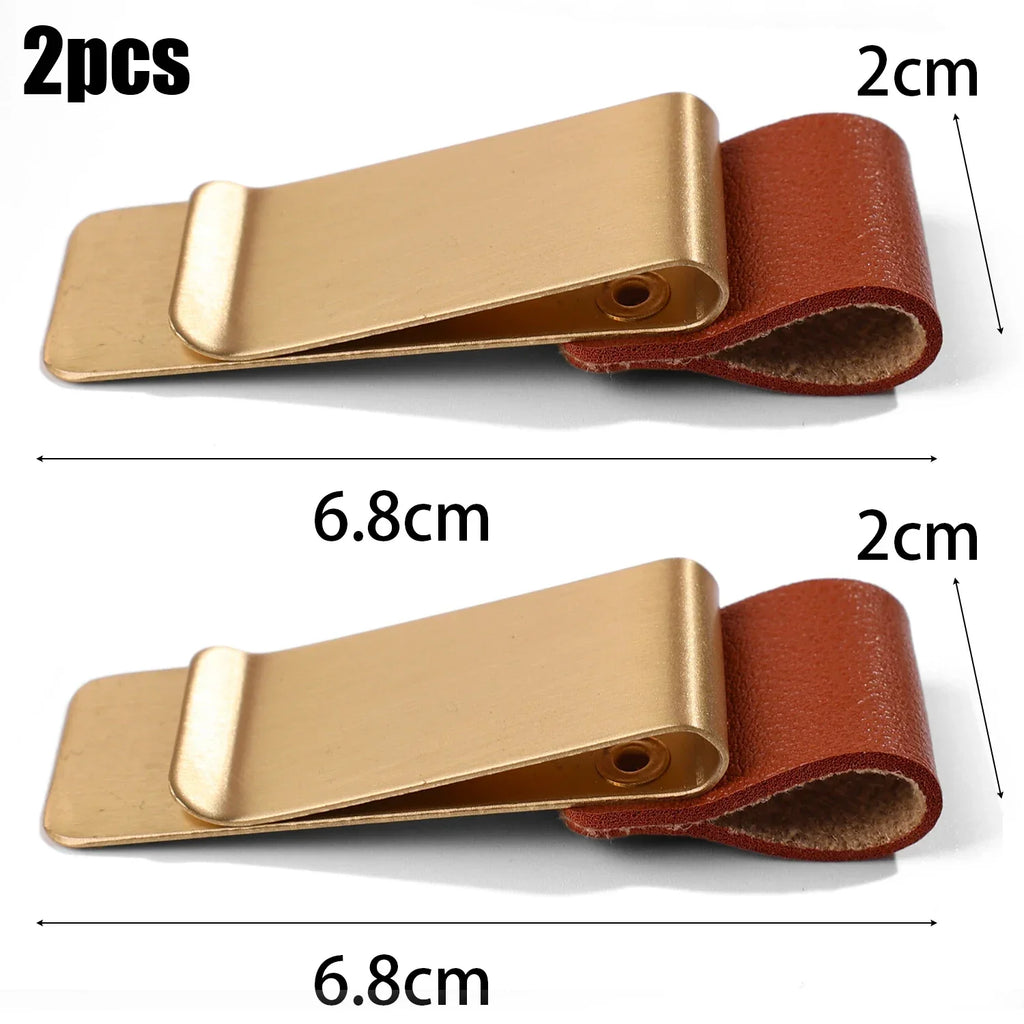 6-1PCS Stainless Steel Leather Pen Holder Pencil Clamps Notebook Bookmark Practical Organizer Clip Pen Holder Office Stationary
