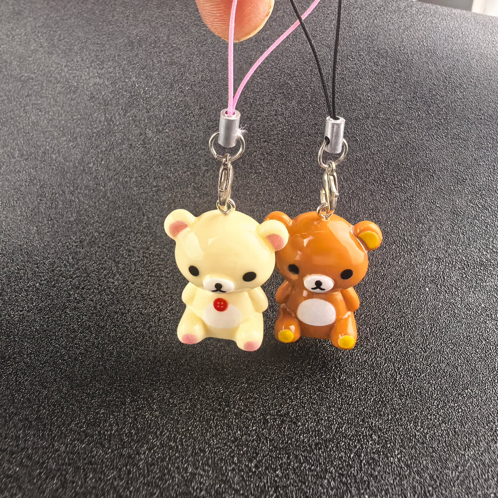 Kawaii Rilakkuma Easy Bear Phone Rope Chain Keyrings Lazybear Doll Keychains Bag Key Pendants Gift